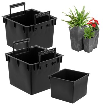 botle Komplet 3x kvadratni vložek črne barve 8 11 13 L za lonce Prosperplast H 42 44,9 50 cm