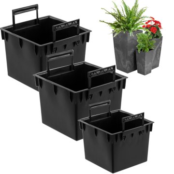 botle Komplet 3x kvadratni vložek črne barve 11 13 22 L za lonce Prosperplast H 44,9 50 55 cm