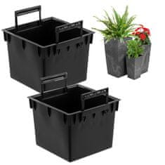 botle Komplet 2x črn 13 L kvadratni vložek z držali za lonce Prosperplast H 50 cm
