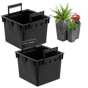 botle Komplet 2x črn 13 L kvadratni vložek z držali za lonce Prosperplast H 50 cm