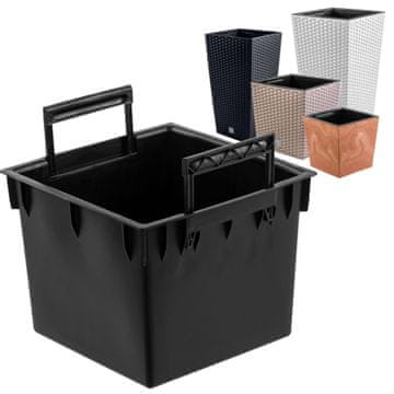 botle Zamenljiv kvadratni vložek z ročaji 32,5x32,5 cm črn 25L za lonce Prosperplast H 61 cm