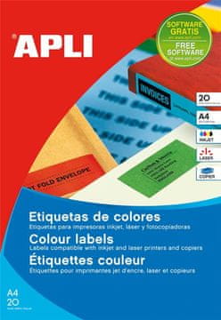 Apli Barvne nalepke, modre 210 x 297 mm 1/stran, 20 listov