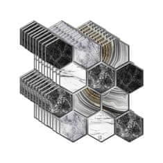 Netscroll 3D samolepilne stenske nalepke heksagon oblike v imitaciji marmorja, vodoodporne stenske tapete, idealno za dnevne sobe,predsobe, spalnice, 10 kosov, HexagonWall