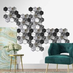 Netscroll 3D samolepilne stenske nalepke heksagon oblike v imitaciji marmorja, vodoodporne stenske tapete, idealno za dnevne sobe,predsobe, spalnice, 10 kosov, HexagonWall