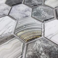 Netscroll 3D samolepilne stenske nalepke heksagon oblike v imitaciji marmorja, vodoodporne stenske tapete, idealno za dnevne sobe,predsobe, spalnice, 10 kosov, HexagonWall