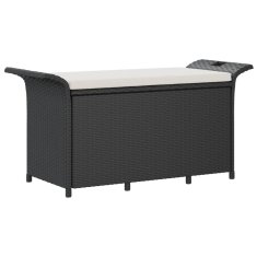 Vidaxl Vrtna klop z blazino črna 116x46x57 cm poli ratan