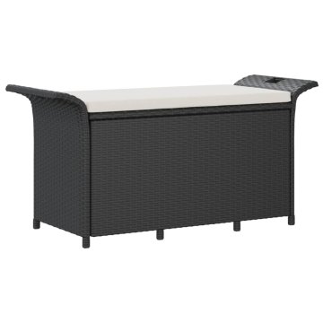 Vidaxl Vrtna klop z blazino črna 116x46x57 cm poli ratan
