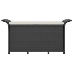 Vidaxl Vrtna klop z blazino črna 116x46x57 cm poli ratan