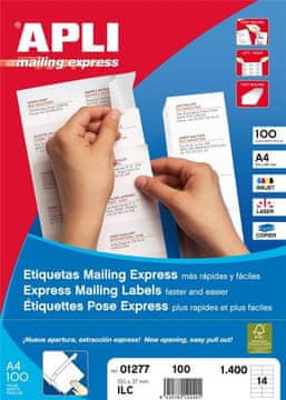 Apli Bele nalepke 52,5 x 29,7 mm, 40/stran 100 listov => AP001286