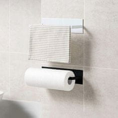 Korbi SAMOLEPLJIV NOSILEC ZA KUHINJSKO BRISAČO – MOČNA JEKLENA LOFT ČRNA