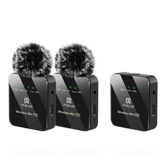 Puluz 2 PU3154B brezžični lavalier mikrofon 2 TX + 1 RX, črn