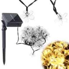 WOWO Solarna svetilka s 50 LED - Toplo bela solarna svetilka s 50 LED - Cvetlični dizajn za vrt, 7 m