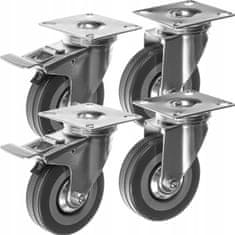 Malatec Univerzalni set 4 nadomestnih vrtljivih gumjastih koles do 220kg z zavoro