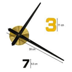WOWO Stenska ura nalepka 12 števk 100-120 cm črni kazalci črni