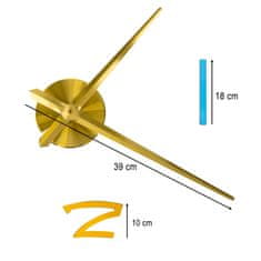 WOWO Stenska ura nalepka 1 cifra 100-120 cm zlati kazalci