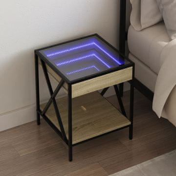 Vidaxl vidaXL Nočna omarica Infinity z LED, hrast sonoma, 40x40x49 cm