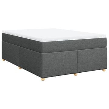 Vidaxl Box spring posteljni z vzmetnico temno siv 140x190 cm blago