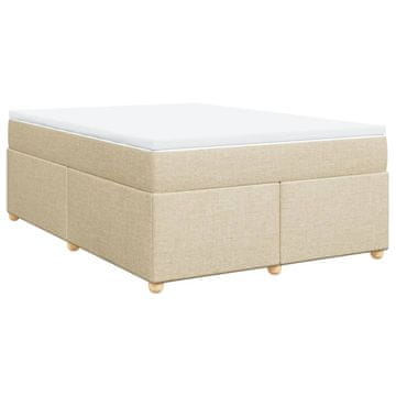 Vidaxl Box spring postelja z vzmetnico krem 140x200 cm blago