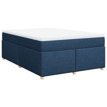 Vidaxl Box spring postelja z vzmetnico modra 140x200 cm blago