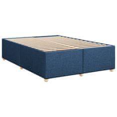 Vidaxl Box spring postelja z vzmetnico modra 140x200 cm blago