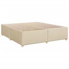 Vidaxl Box spring postelja z vzmetnico krem 180x200 cm blago