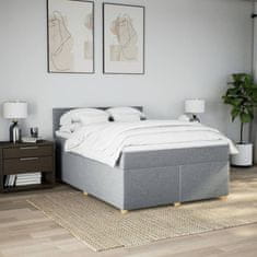Vidaxl Box spring postelja z vzmetnico svetlo siva 160x200 cm žamet