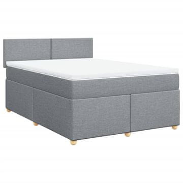 Vidaxl Box spring posteljni z vzmetnico svetlo siv 140x190 cm blago
