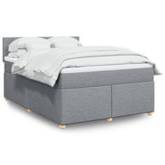 Vidaxl Box spring postelja z vzmetnico svetlo siva 160x200 cm žamet