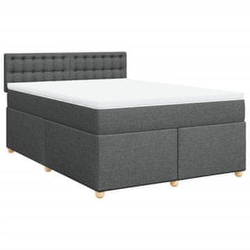 Vidaxl Box spring postelja z vzmetnico temno siva 160x200 cm blago