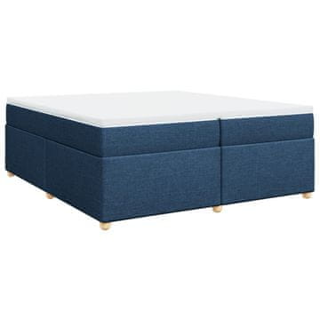 Vidaxl Box spring postelja z vzmetnico modra 200x200 cm blago