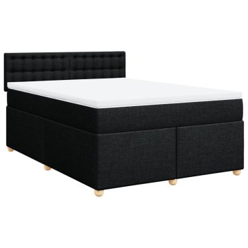 Vidaxl Box spring posteljni z vzmetnico črn 140x190 cm blago