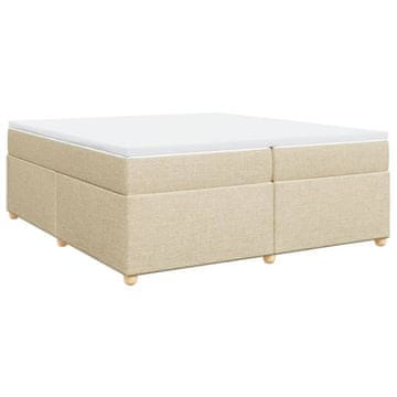 Vidaxl Box spring postelja z vzmetnico krem 200x200 cm blago