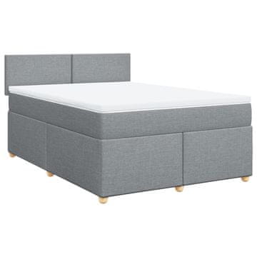 Vidaxl Box spring postelja z vzmetnico svetlo siva 140x200 cm blago