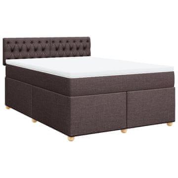 Vidaxl Box spring postelja z vzmetnico temno rjava 140x200 cm blago