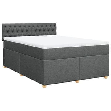 Vidaxl Box spring postelja z vzmetnico temno siva 160x200 cm blago