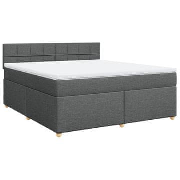Vidaxl Box spring postelja z vzmetnico temno siva 180x200 cm blago