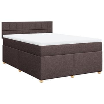 Vidaxl Box spring postelja z vzmetnico temno rjava 160x200 cm blago