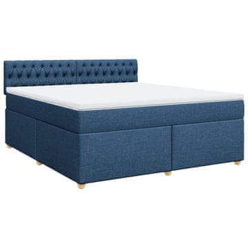 Vidaxl Box spring postelja z vzmetnico modra 180x200 cm blago