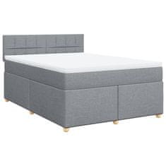 Vidaxl Box spring postelja z vzmetnico svetlo siva 160x200 cm žamet