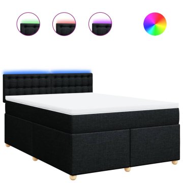 Vidaxl Box spring postelja z vzmetnico črna 160x200 cm blago