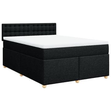 Vidaxl Box spring postelja z vzmetnico črna 160x200 cm blago