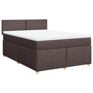 Vidaxl Box spring postelja z vzmetnico temno rjava 160x200 cm blago