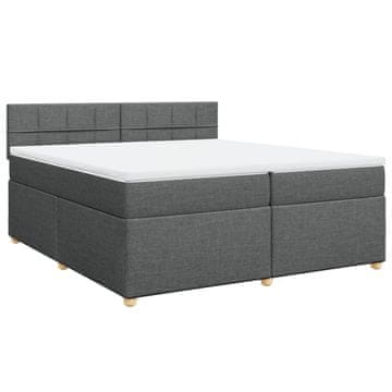Vidaxl Box spring postelja z vzmetnico temno siva 200x200 cm blago