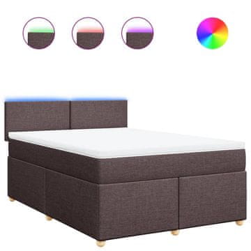 Vidaxl Box spring postelja z vzmetnico temno rjava 140x200 cm blago