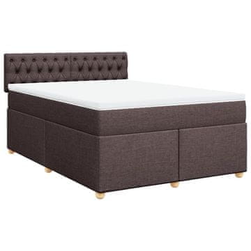 Vidaxl Box spring postelja z vzmetnico temno rjav 140x190 cm blago