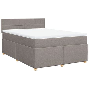 Vidaxl Box spring postelja z vzmetnico taupe 140x200 cm blago