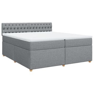 Vidaxl Box spring postelja z vzmetnico svetlo siva 200x200 cm blago