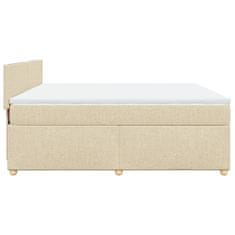 Vidaxl Box spring postelja z vzmetnico krem 200x200 cm blago