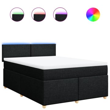 Vidaxl Box spring postelja z vzmetnico črna 160x200 cm blago
