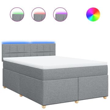 Vidaxl Box spring postelja z vzmetnico svetlo siva 160x200 cm žamet